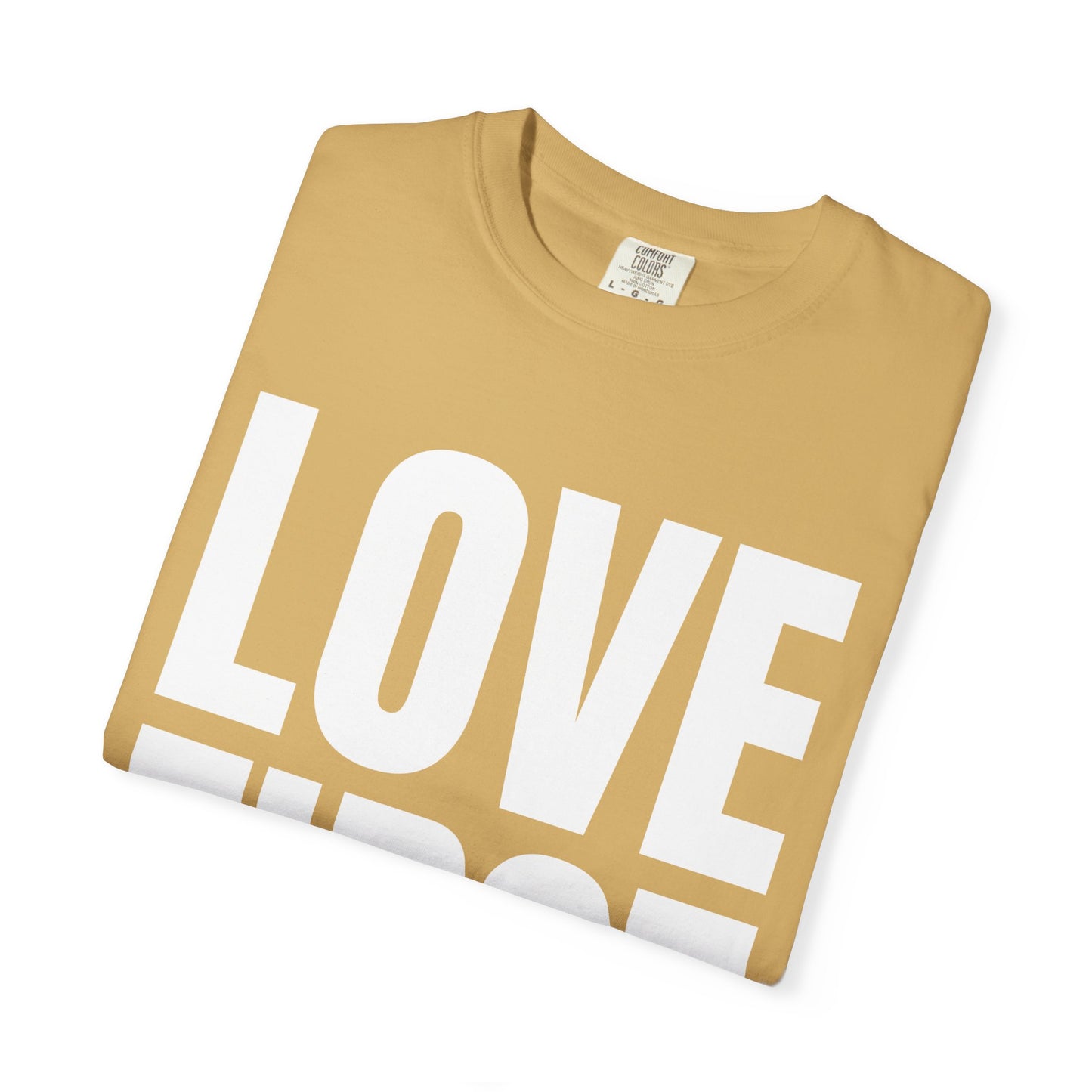 LOVE FIRST (block) - Vintage Garment-Dyed Unisex T-Shirt w/ mulitple color options