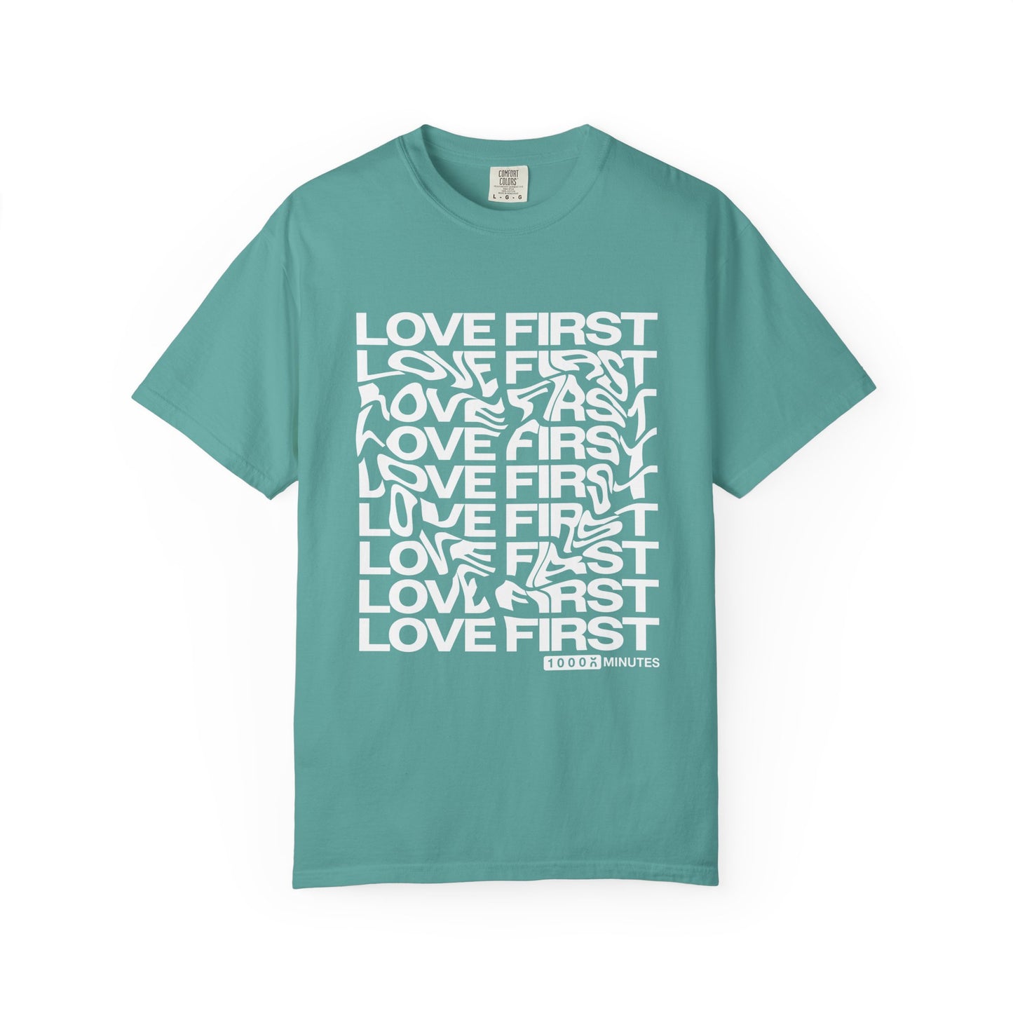 LOVE FIRST - Garment-Dyed Unisex T-Shirt, Vintage Style Tee, Casual Wear, Gift for Him/Her, Customizable Shirt
