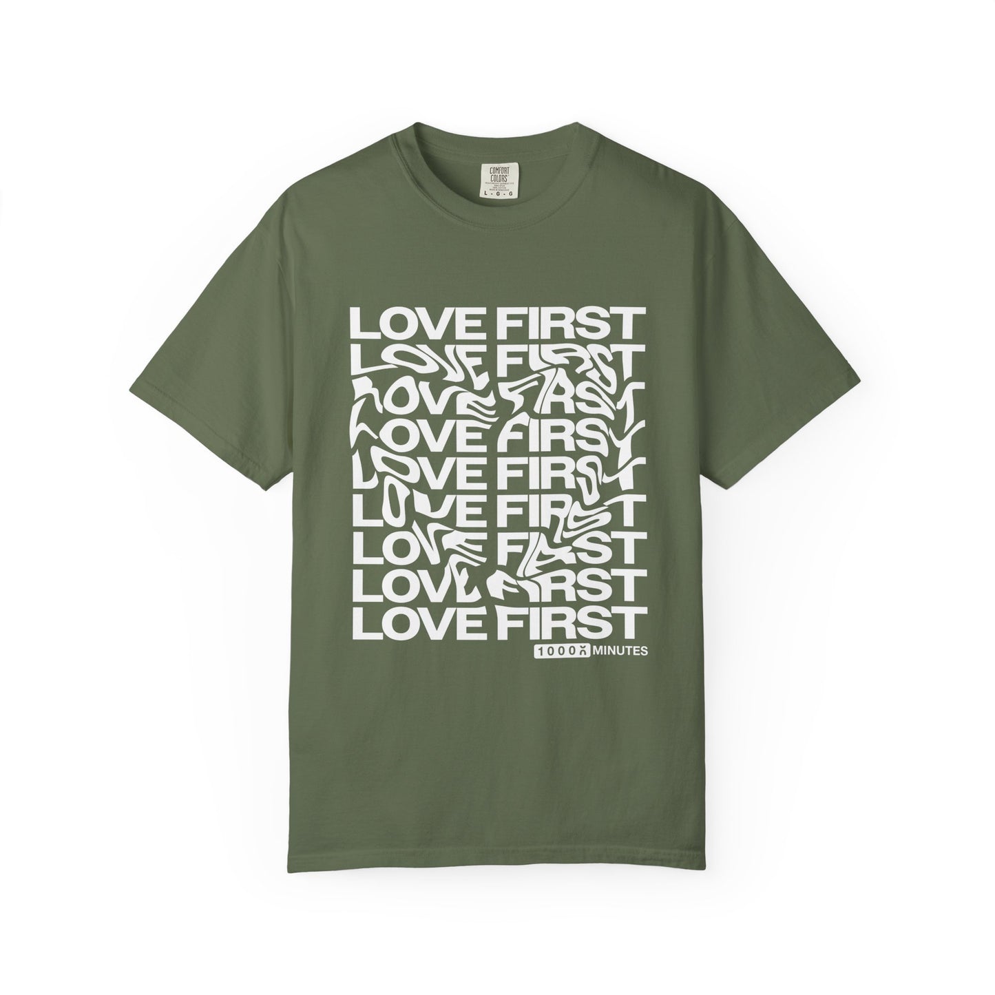 LOVE FIRST - Garment-Dyed Unisex T-Shirt, Vintage Style Tee, Casual Wear, Gift for Him/Her, Customizable Shirt