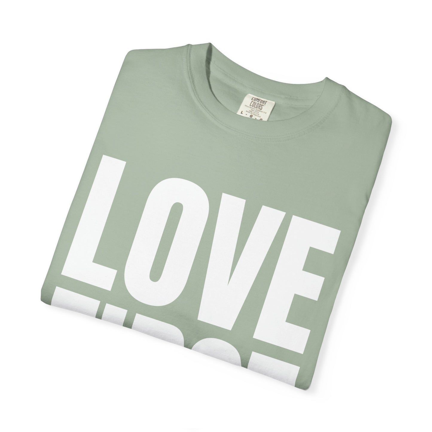 LOVE FIRST (block) - Vintage Garment-Dyed Unisex T-Shirt w/ mulitple color options
