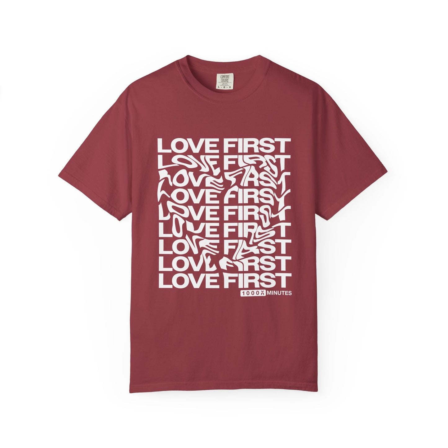 LOVE FIRST - Garment-Dyed Unisex T-Shirt, Vintage Style Tee, Casual Wear, Gift for Him/Her, Customizable Shirt