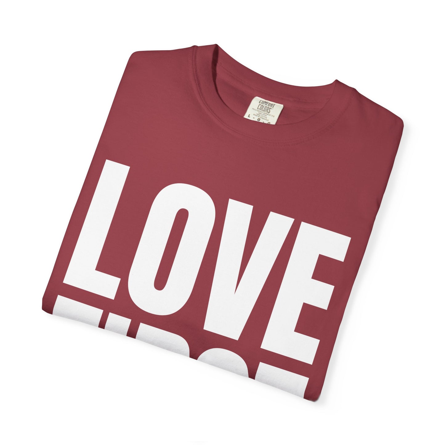 LOVE FIRST (block) - Vintage Garment-Dyed Unisex T-Shirt w/ mulitple color options