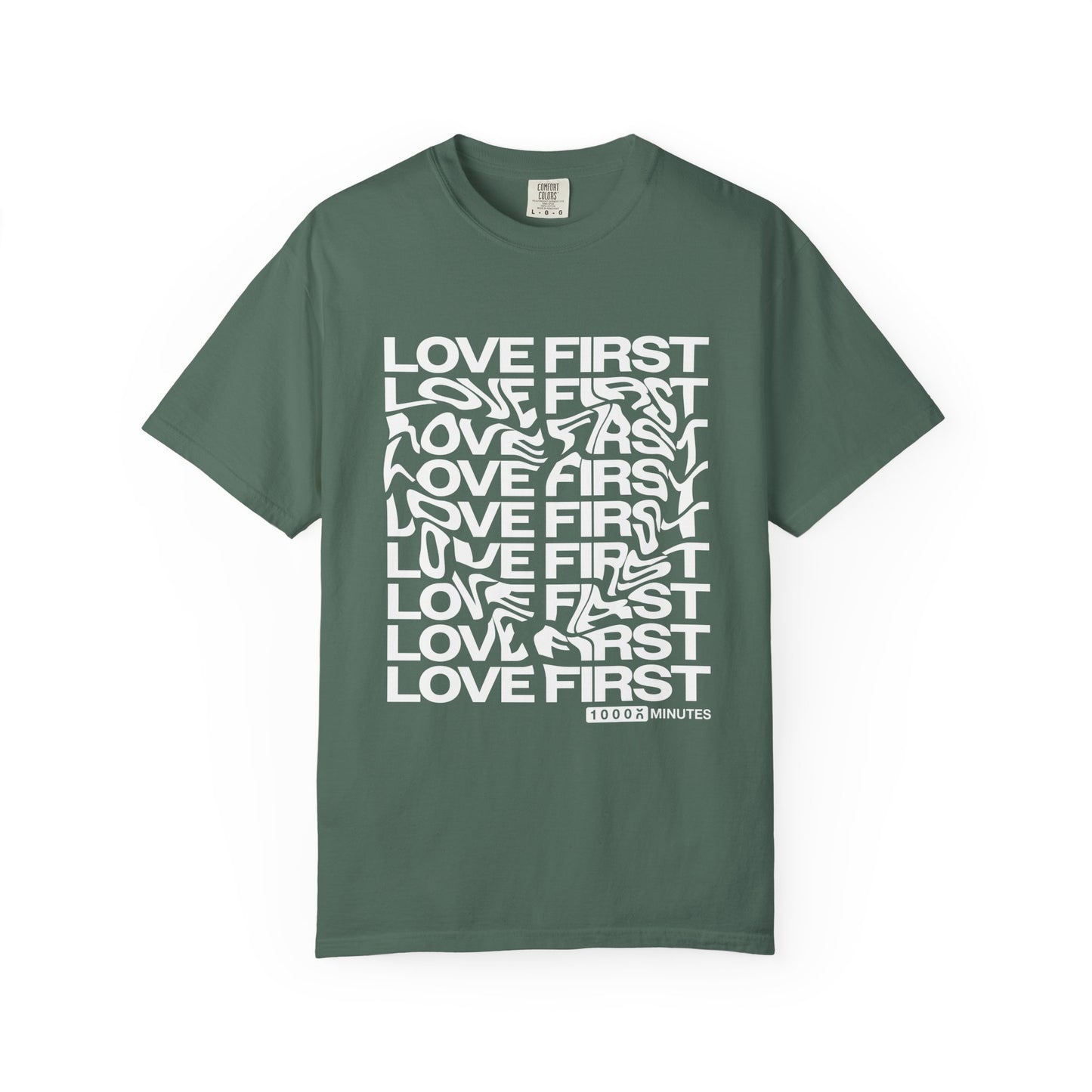 LOVE FIRST - Garment-Dyed Unisex T-Shirt, Vintage Style Tee, Casual Wear, Gift for Him/Her, Customizable Shirt