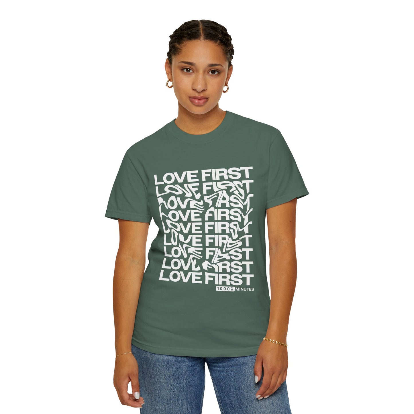 LOVE FIRST - Vintage Garment-Dyed Unisex T-Shirt w/ mulitple color options